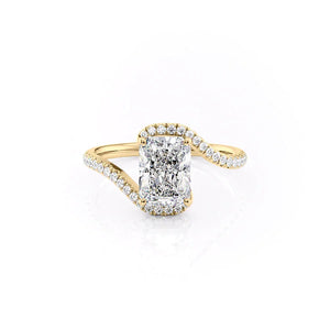 The Pave Skyler Set  With A 3 Carat Radiant 18K Yellow Gold Moissanite