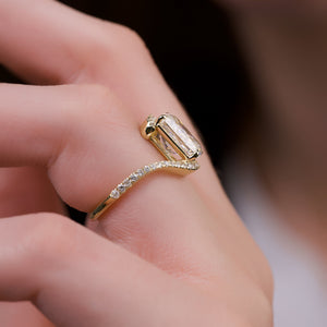 The Pave Skyler Set  With A 5 Carat Radiant 18K Yellow Gold Moissanite