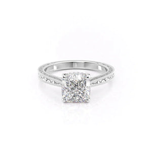 The Elizabeth Set With A 2.5 Carat Cushion 14K White Gold Lab Diamond