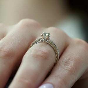 The Elizabeth Set With A 1 Carat Cushion 14K White Gold Lab Diamond