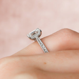 The Elizabeth Set With A 1 Carat Emerald 14K White Gold Lab Diamond