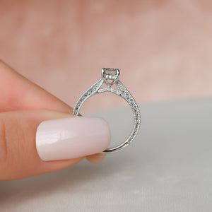 The Elizabeth Set With A 1 Carat Emerald 14K White Gold Lab Diamond