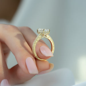 The Elizabeth Set With A 1 Carat Emerald 18K Yellow Gold Lab Diamond