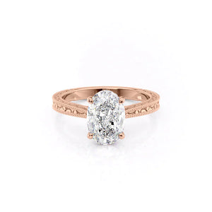 The Elizabeth Set With A 1 Carat Oval 14K Rose Gold Lab Diamond