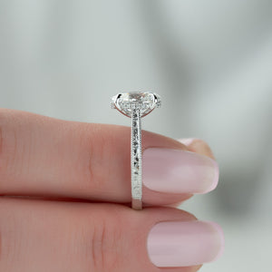 The Elizabeth Set With A 1 Carat Oval 14K White Gold Lab Diamond