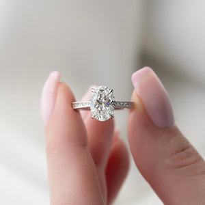 The Elizabeth Set With A 1 Carat Oval 14K White Gold Lab Diamond