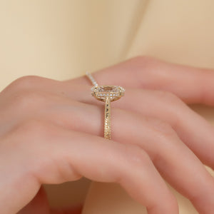 The Elizabeth Set With A 1 Carat Oval 14K Yellow Gold Lab Diamond