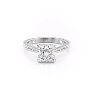 The Elizabeth Set With A 2 Carat Princess 14K White Gold Lab Diamond