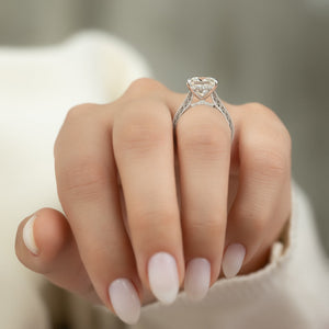 The Elizabeth Set With A 1 Carat Princess 14K White Gold Lab Diamond