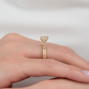 The Elizabeth Set With A 1 Carat Princess 18K Yellow Gold Lab Diamond