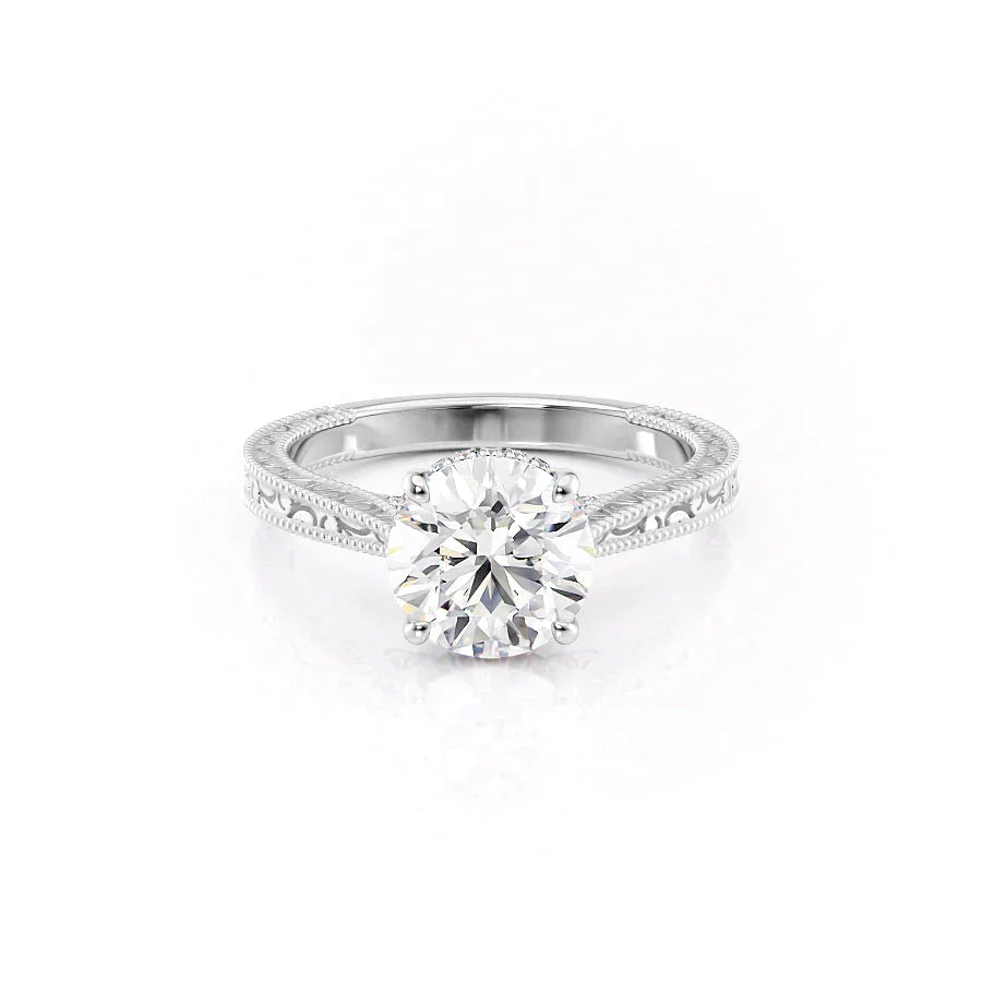 The Elizabeth Set With A 1 Carat Round 14K White Gold Lab Diamond