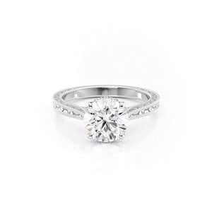 The Elizabeth Set With A 1 Carat Round 14K White Gold Lab Diamond