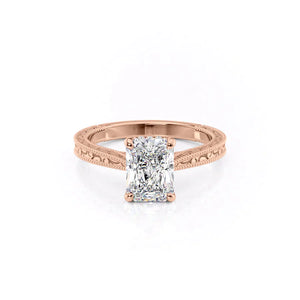 The Elizabeth Set With A 1.5 Carat Radiant 14K Rose Gold Lab Diamond