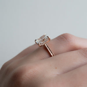 The Elizabeth Set With A 1.5 Carat Radiant 14K Rose Gold Lab Diamond