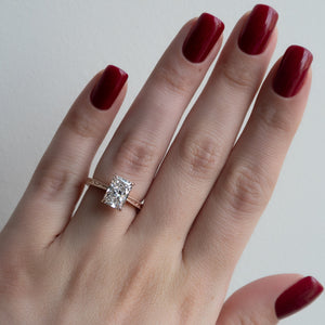 The Elizabeth Set With A 1.5 Carat Radiant 14K Rose Gold Lab Diamond