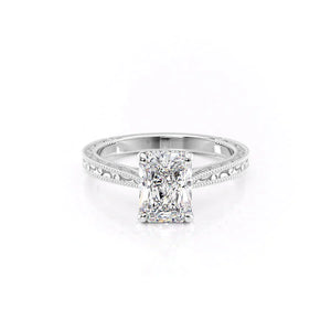 The Elizabeth Set With A 1 Carat Radiant 14K White Gold Lab Diamond