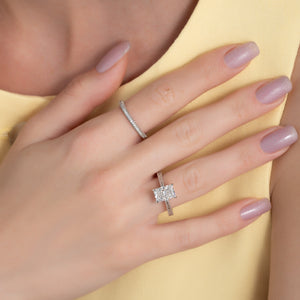 The Elizabeth Set With A 1 Carat Radiant 14K White Gold Lab Diamond