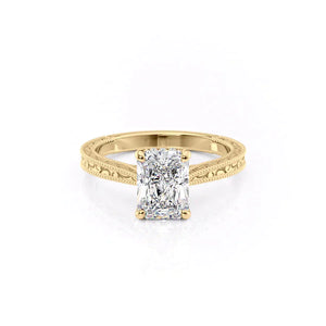 The Elizabeth Set With A 1 Carat Radiant 14K Yellow Gold Lab Diamond
