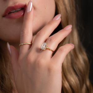 The Amber Set With A 1 Carat Emerald 18K Yellow Gold Lab Diamond