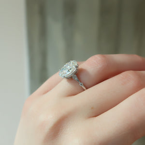 The Amber Set With A 1 Carat Oval 14K White Gold Lab Diamond