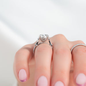 The Amber Set With A 1 Carat Oval 14K White Gold Lab Diamond