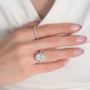 The Amber Set With A 1 Carat Oval 14K White Gold Lab Diamond