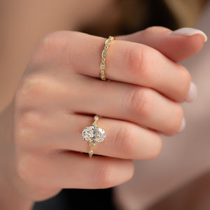 The Amber Set With A 1 Carat Oval 18K Yellow Gold Lab Diamond