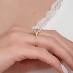The Amber Set With A 1 Carat Oval 18K Yellow Gold Lab Diamond
