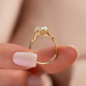 The Amber Set With A 1 Carat Oval 18K Yellow Gold Lab Diamond