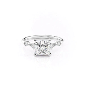 The Amber Set  With A 1 Carat Princess 14K White Gold Moissanite