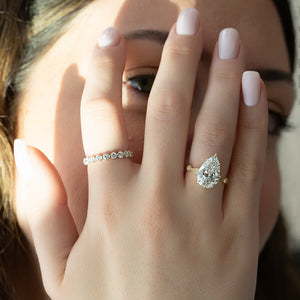 The Amber Set With A 1 Carat Pear 18K Yellow Gold Lab Diamond