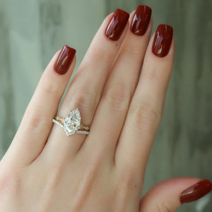 The Amber Set With A 1 Carat Pear 18K Yellow Gold Lab Diamond