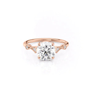 The Amber Set  With A 1 Carat Round 14K Rose Gold Moissanite