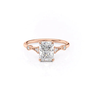 The Amber Set  With A 1 Carat Radiant 14K Rose Gold Moissanite