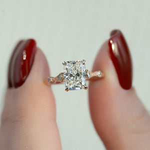 The Amber Set With A 3 Carat Radiant 14K Rose Gold Lab Diamond