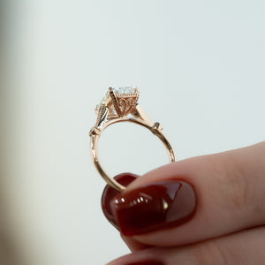 The Amber Set With A 3 Carat Radiant 14K Rose Gold Lab Diamond