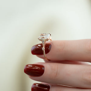 The Amber Set With A 3 Carat Radiant 14K Rose Gold Lab Diamond