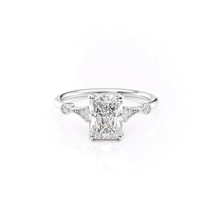 The Amber Set  With A 1 Carat Radiant 14K White Gold Moissanite