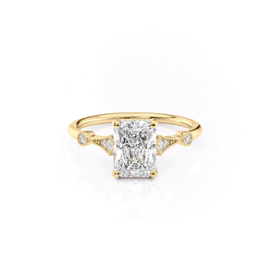 The Amber Set  With A 1 Carat Radiant 14K Yellow Gold Moissanite