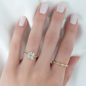 The Amber Set With A 1 Carat Radiant 18K Yellow Gold Lab Diamond