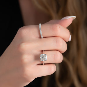 The Natalie Set  With A 4.5 Carat Cushion 18K White Gold Moissanite