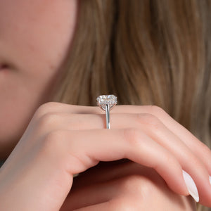 The Natalie Set  With A 4.5 Carat Cushion 18K White Gold Moissanite