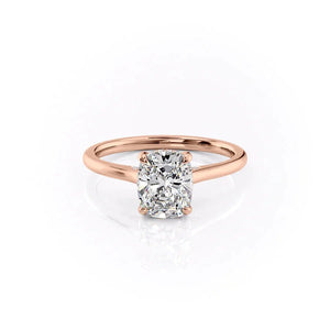 The Natalie Set  With A 1.5 Carat E. Cushion 18K Rose Gold Moissanite