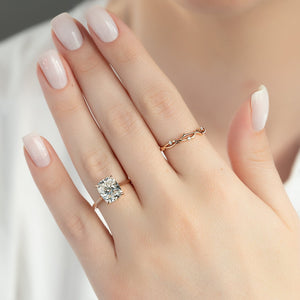 The Natalie Set  With A 1.5 Carat E. Cushion 18K Rose Gold Moissanite