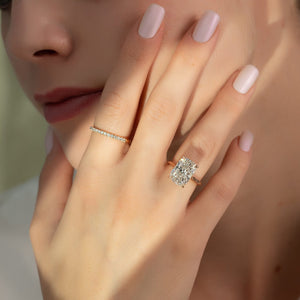 The Natalie Set  With A 1.5 Carat E. Cushion 18K Rose Gold Moissanite