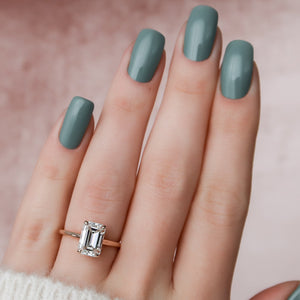 The Natalie Set  With A 2.5 Carat Emerald 14K Rose Gold Moissanite