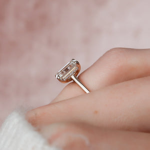 The Natalie Set  With A 2.5 Carat Emerald 14K Rose Gold Moissanite