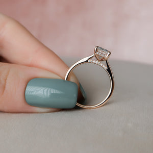 The Natalie Set  With A 2.5 Carat Emerald 14K Rose Gold Moissanite