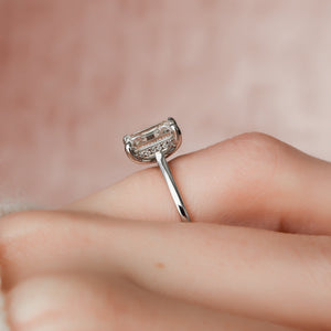 The Natalie Set  With A 2.5 Carat Emerald 14K White Gold Moissanite