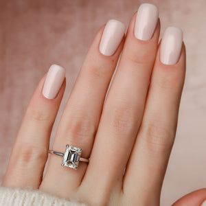 The Natalie Set  With A 2.5 Carat Emerald 14K White Gold Moissanite